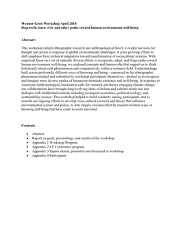 Workshop Program  Appendix 2 UF Conference Program  Appendix 3 Papers Shared, Presented and Discussed in Workshop  Appendix 4 Participants