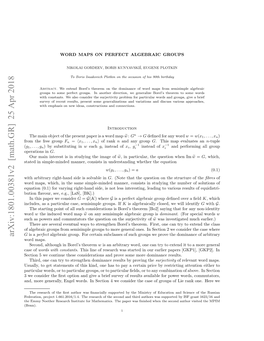 Arxiv:1801.00381V2 [Math.GR] 25 Apr 2018 ( Ihabtayrgthn Iei Ovbein Solvable Is Side Right-Hand Arbitrary with H Mynehrrsac Nttt O Ahmtc.Tepa the Mathematics