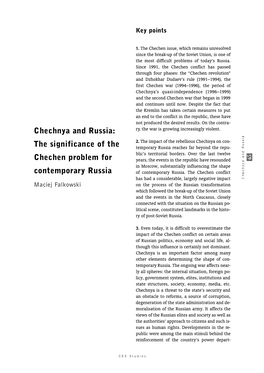 The Significance of the Chechen Problem for Contempora Ry Ru Ssia