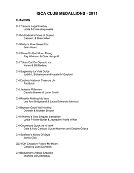 2011 ISCA Annual Awards Winners