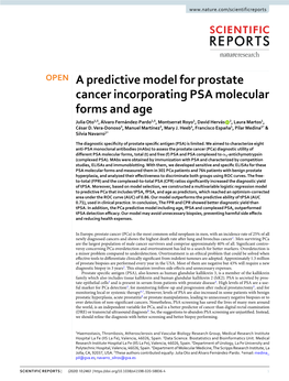A Predictive Model for Prostate Cancer Incorporating PSA Molecular Forms
