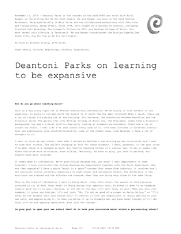 Deantoni Parks on Learning to Be Expansive