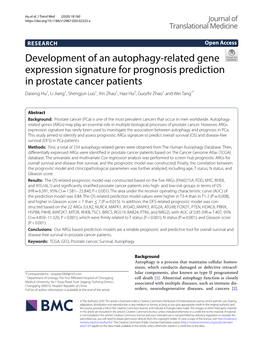 Development of an Autophagy-Related Gene Expression Signature For