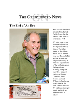 The End of an Era Alan Jacques Retired As Clerk to Grindleford Parish Council at the Start of April After 44 Years in the Post