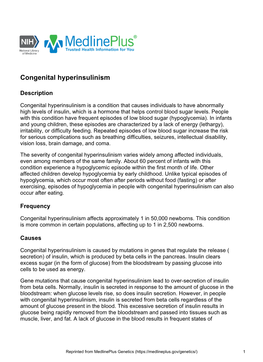 Congenital Hyperinsulinism