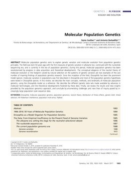 Molecular Population Genetics