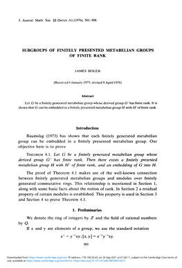 Subgroups of Finitely Presented Metabelian Groups of Finite Rank