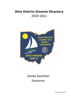 Ohio District Kiwanis Directory 2020-2021 James Kaufman Governor