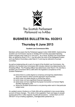 BUSINESS BULLETIN No. 93/2013 Thursday 6 June 2013