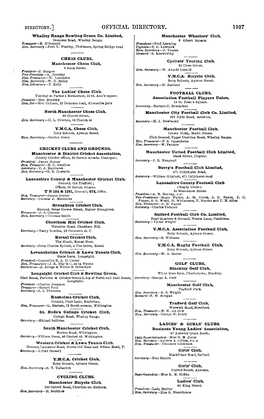 OFFICIAL DIRECTORY. 1927 Whalley Range Bowling Green Co