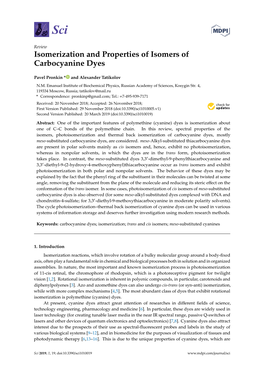 Isomerization and Properties of Isomers of Carbocyanine Dyes