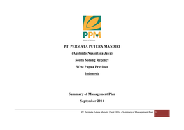PT. PERMATA PUTERA MANDIRI (Austindo Nusantara Jaya) South Sorong Regency West Papua Province Indonesia