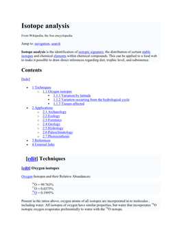 Isotope Analysis