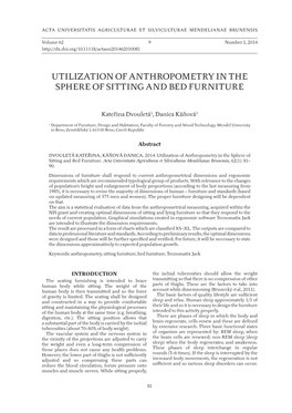 Utilization of Anthropometry in the Sphere of Sitting and Bed Furniture