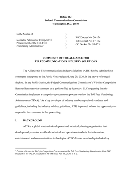 Before the Federal Communications Commission Washington, D.C. 20554 in the Matter of Iconectiv Petition for Competitive Procurem