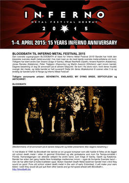 Bloodbath Til Inferno Metal Festival 2015