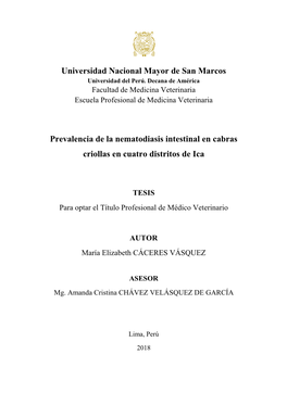 Universidad Nacional Mayor De San Marcos Prevalencia De La