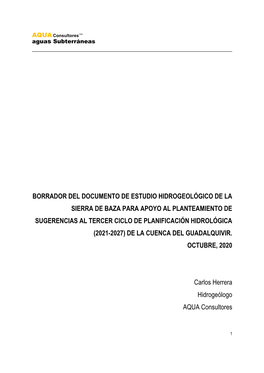 Borrador Del Documento De Estudio Hidrogeológico De