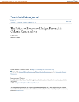 The Politics of Household Budget Research in Colonial Central Africa