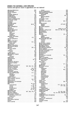 INDEX to GENERA and SPECIES Genera and Species Listed in Appendices Are Not Indexed