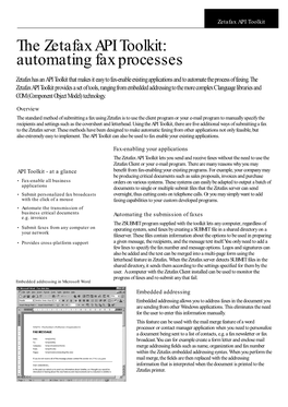 The Zetafax API Toolkit: Automating Fax Processes