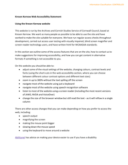 Kresen Kernow Web Accessibility Statement Using the Kresen