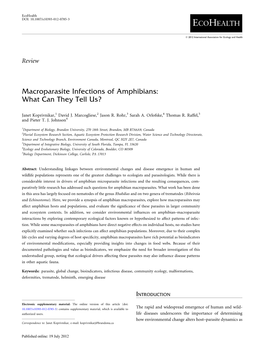 Macroparasite Infections of Amphibians: What Can They Tell Us?