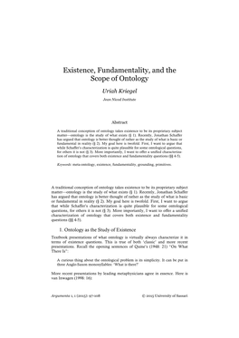 Existence, Fundamentality, and the Scope of Ontology