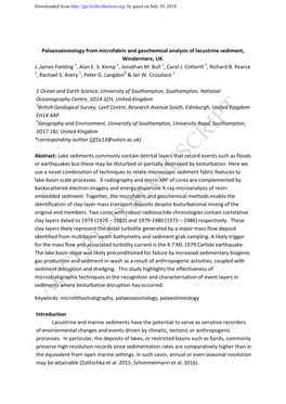 Palaeoseismology from Microfabric and Geochemical Analysis of Lacustrine Sediment, Windermere, UK