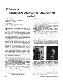 BIOCHEMICAL ENGINEERING FUNDAMENTALS (Revisited)