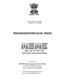 Brief Industrial Profile of Leh District