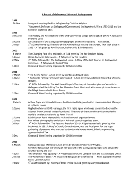 A Record of Galleywood Historical Society Events 1998 26 Nov