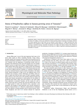 Status of Pratylenchus Coffeae in Banana-Growing Areas of Tanzania T ∗ Nessie D