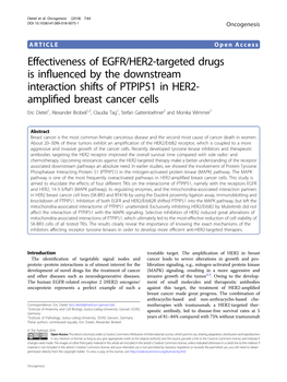 Effectiveness of EGFR/HER2-Targeted Drugs Is Influenced by The