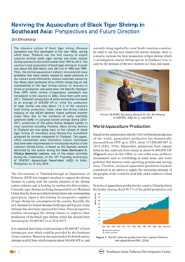 Reviving the Aquaculture of Black Tiger Shrimp in Southeast Asia: Perspectives and Future Direction Siri Ekmaharaj