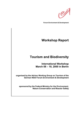 Workshop Report Tourism and Biodiversity