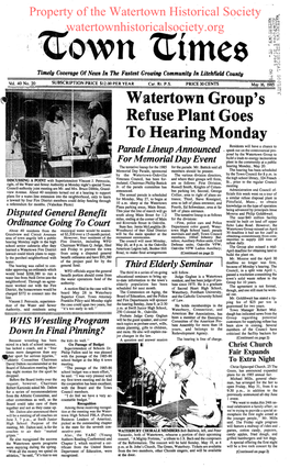 Watertown Group's Refuse Plant Goes to Hearing Monday