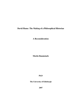 David Hume: the Making of a Philosophical Historian