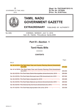 Tamil Nadu Government Gazette Extraordinary