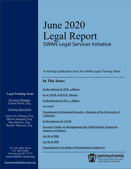 June 2020 Legal Report SWAN Legal Services Initiative