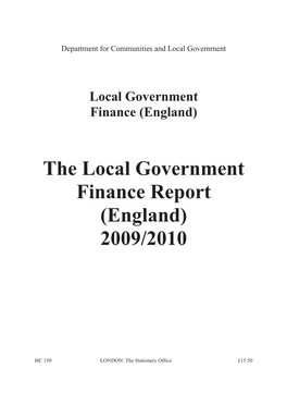 The Local Government Finance Report (England) 2009/2010