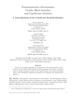 Noncommutative Determinants, Cauchy–Binet Formulae, and Capelli-Type Identities