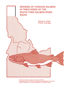 Rearing of Chinook Salmon in Tributaries of the South Fork Salmon River, Idaho