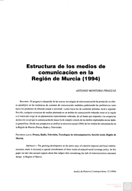 Estructura De Los Medios De Comunicación En La Región De Iviurcia (1994)