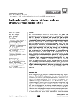 On the Relationships Between Catchment Scale and Streamwater Mean Residence Time