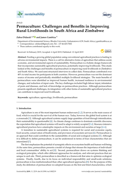 Permaculture: Challenges and Beneﬁts in Improving Rural Livelihoods in South Africa and Zimbabwe