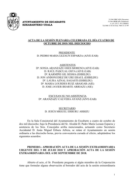 Acta Sesion Ordinaria Pleno 4 De Octubre De 2018