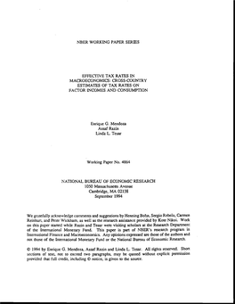 Of the International Monetary Fund. This Paper Is Part of NEER's Research Program in International Finance and Macroeconomics