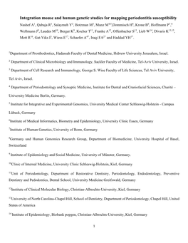 Integration Mouse and Human Genetic Studies for Mapping Periodontitis