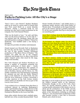 Parks to Parking Lots: All the City's a Stage